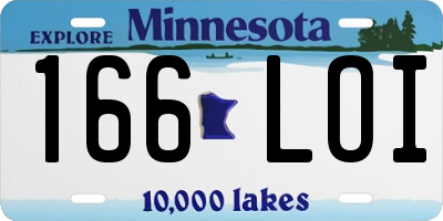MN license plate 166LOI