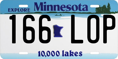 MN license plate 166LOP
