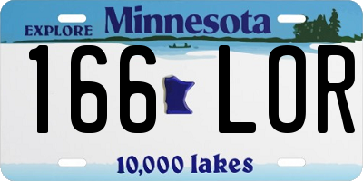 MN license plate 166LOR