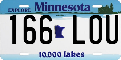 MN license plate 166LOU