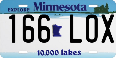 MN license plate 166LOX