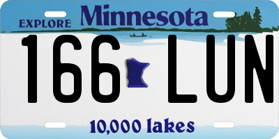 MN license plate 166LUN