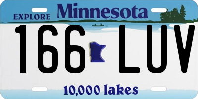 MN license plate 166LUV