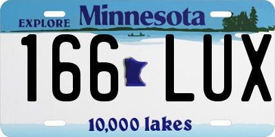 MN license plate 166LUX