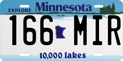 MN license plate 166MIR