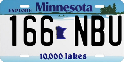 MN license plate 166NBU