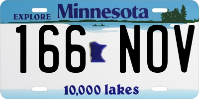 MN license plate 166NOV