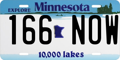 MN license plate 166NOW
