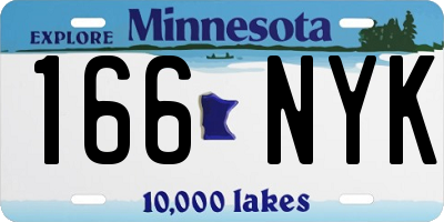 MN license plate 166NYK