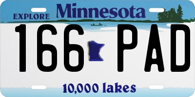 MN license plate 166PAD