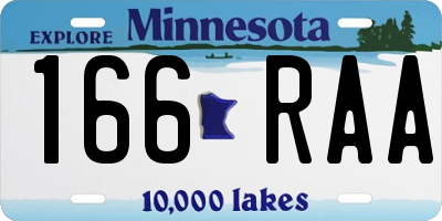 MN license plate 166RAA