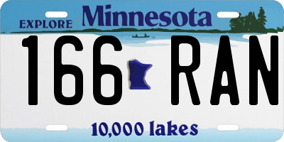 MN license plate 166RAN
