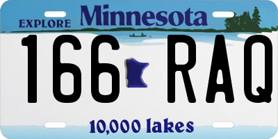 MN license plate 166RAQ