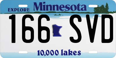 MN license plate 166SVD