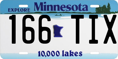 MN license plate 166TIX