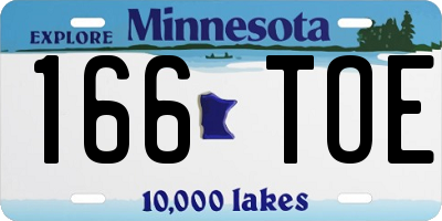 MN license plate 166TOE