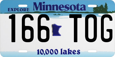 MN license plate 166TOG