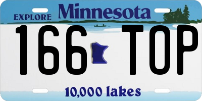 MN license plate 166TOP