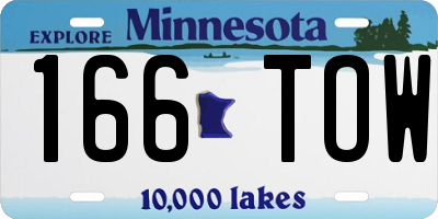 MN license plate 166TOW