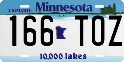 MN license plate 166TOZ