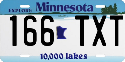 MN license plate 166TXT