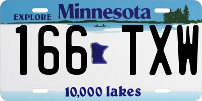 MN license plate 166TXW