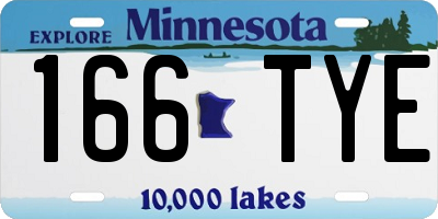 MN license plate 166TYE