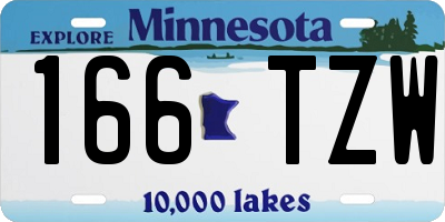 MN license plate 166TZW