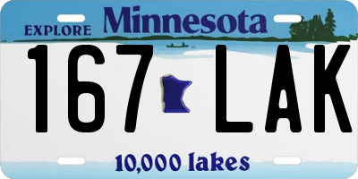 MN license plate 167LAK