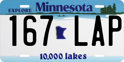 MN license plate 167LAP
