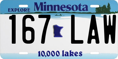 MN license plate 167LAW
