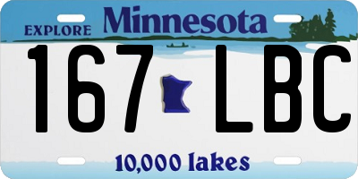 MN license plate 167LBC
