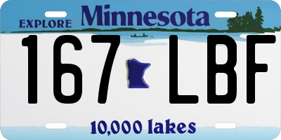 MN license plate 167LBF