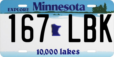 MN license plate 167LBK