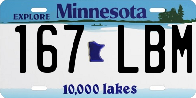 MN license plate 167LBM