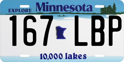 MN license plate 167LBP