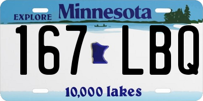 MN license plate 167LBQ