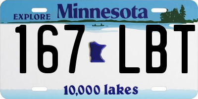 MN license plate 167LBT