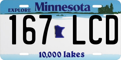 MN license plate 167LCD