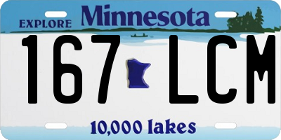 MN license plate 167LCM