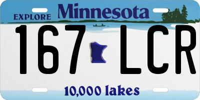 MN license plate 167LCR