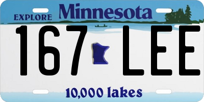 MN license plate 167LEE