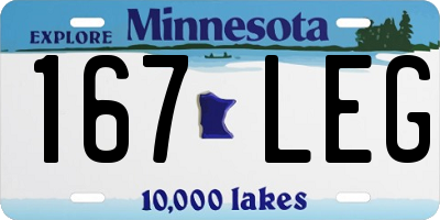 MN license plate 167LEG