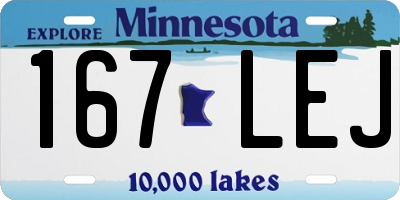 MN license plate 167LEJ