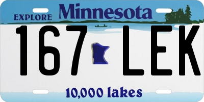 MN license plate 167LEK