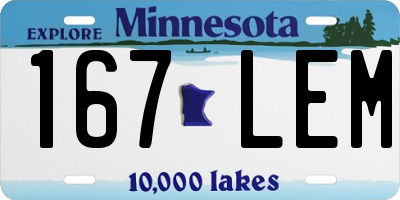 MN license plate 167LEM