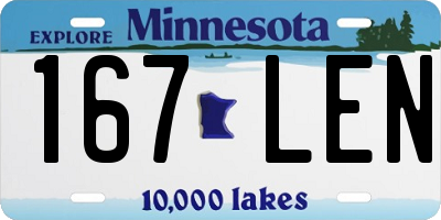 MN license plate 167LEN