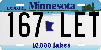 MN license plate 167LET
