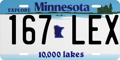MN license plate 167LEX