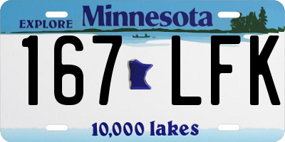 MN license plate 167LFK